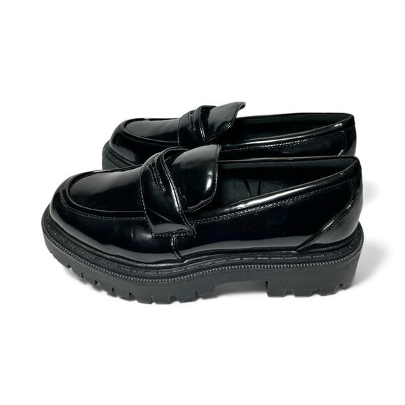 Aldo Shanna Penny Loafer Black Patent Leather Women’s Size 9M Platform Lug Sole - Picture 3 of 11